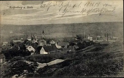 Ak Rothenburg an der Saale Wettin Löbejün, Blick auf den Ort