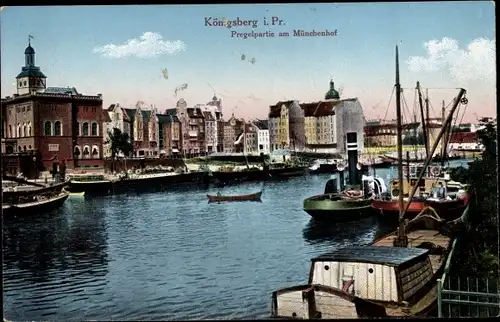 Ak Kaliningrad Königsberg Ostpreußen, Pregelpartie am Münchenhof