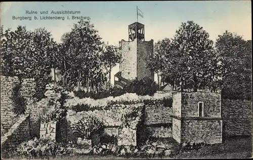 Ak Lichtenberg Salzgitter in Niedersachsen, Ruine und Aussichtsturm Burgberg
