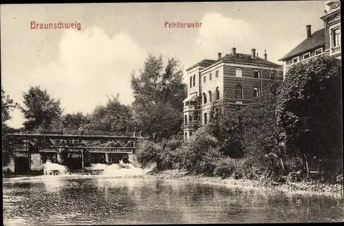 Ak Braunschweig in Niedersachsen, Partie am Petritorwehr
