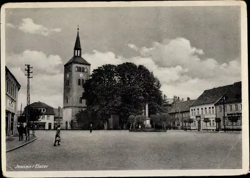 Ak Jessen an der Elster, Marktplatz, Denkmal, Kirche