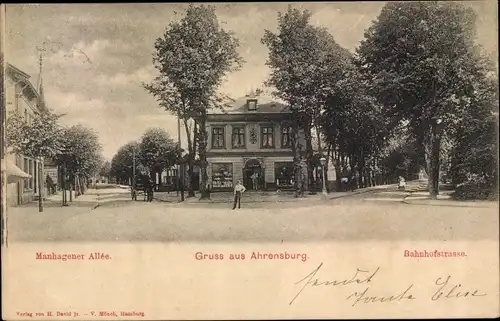 Ak Ahrensburg in Holstein, Manhagener Allee, Bahnhofstraße