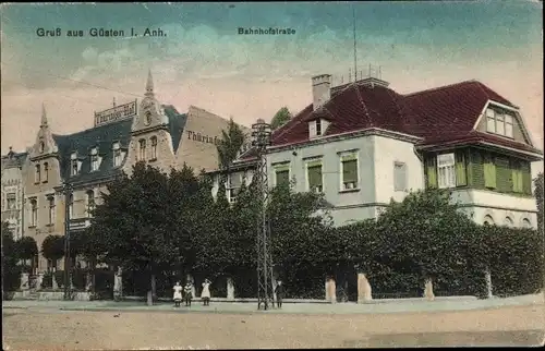 Ak Güsten in Anhalt, Bahnhofstraße, Thüringer Hof