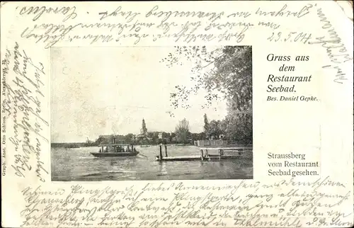 Ak Strausberg in der Mark, Restaurant Seebad, Ort vom Restaurant gesehen