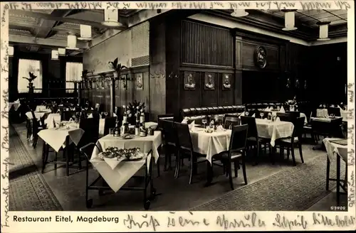 Ak Magdeburg an der Elbe, Restaurant Eitel, Innenansicht