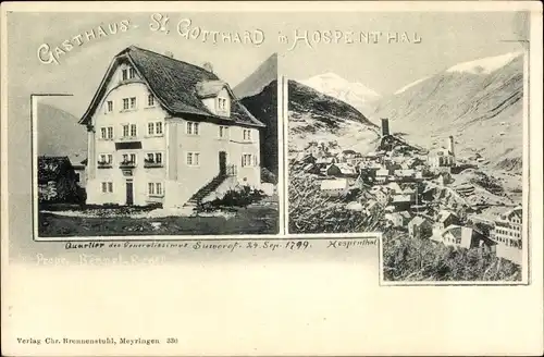 Ak Hospental Kt Uri, Gasthaus St. Gotthard, Gesamtansicht vom Ort