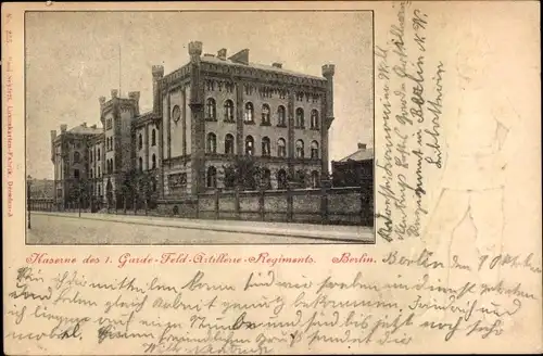 Ak Berlin, Kaserne des 1. Garde-Feld-Artillerie-Regiments