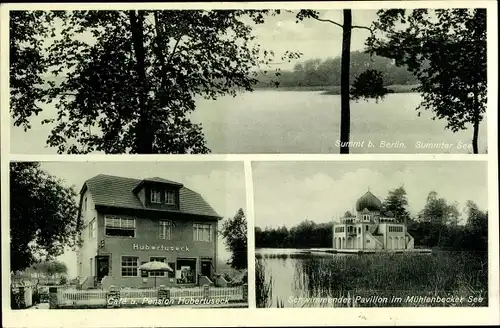 Ak Summt Mühlenbeck Mühlenbecker Land, Cafe und Pension Hubertuseck, Schwimmender Pavillon