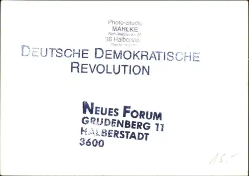 Foto Halberstadt, Deutsche Demokratische Revolution, Demonstration 1989, Neues Forum zulassen