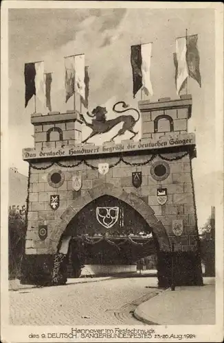 Ak Hannover, 9. Deutsches Sängerbundesfest 1924, Festschmuck, Stadtwappen