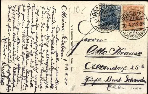 Passepartout Ak Gößnitz in Thüringen, Totalansicht der Ortschaft