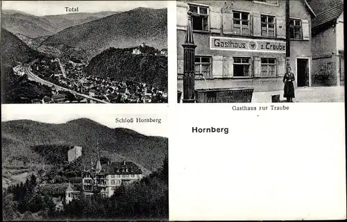 Ak Hornberg im Schwarzwald, Schloss Hornberg, Gasthaus zur Traube, Totalansicht