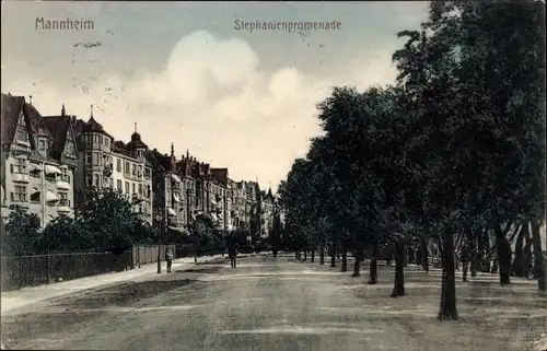 Ak Mannheim in Baden, Blick in die Stephaniepromenade