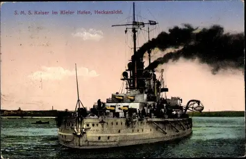 Ak Kiel in Schleswig Holstein, Deutsches Kriegsschiff, SMS Kaiser, Linienschiff