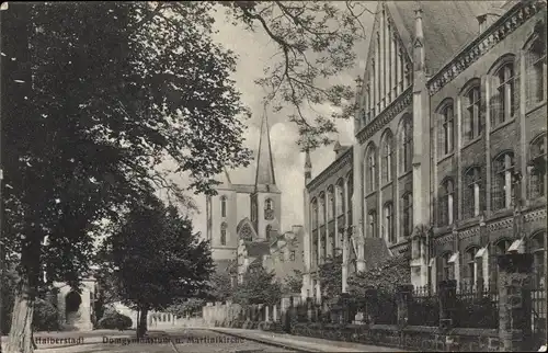 Ak Halberstadt am Harz, Domgymnasium, Martinikirche