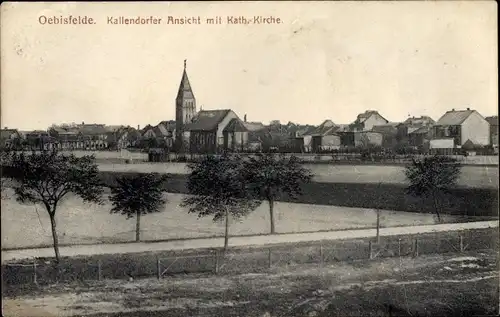 Ak Oebisfelde in Sachsen Anhalt, Kaltendorfer Ansicht mit Kath. Kirche