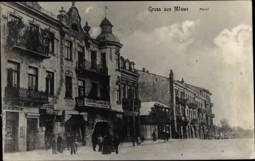 Ak Mława Mlawa Mielau Polen, Markt, Geschäfte
