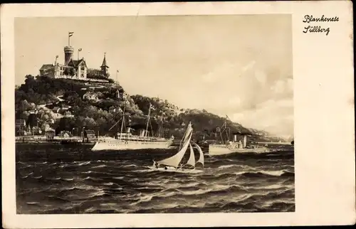 Ak Hamburg Altona Blankenese, Süllberg von der Elbe gesehen, Dampfer