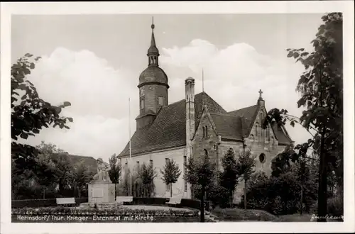 Ak Hermsdorf in Thüringen, Kriegerehrenmal mit Kirche