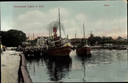 Ak Ostseebad Laboe, Hafen, Dampfer