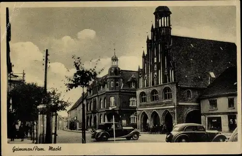 Ak Grimmen in Vorpommern, Markt, Rathaus, Autos