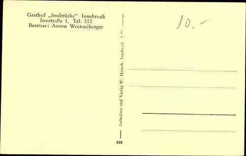 Ak Innsbruck in Tirol, Gasthof Innbrücke, Innstraße 1