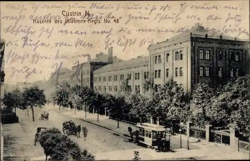 Ak Kostrzyn nad Odrą Cüstrin Küstrin Ostbrandenburg, Kaserne des Infanterie Regiments 48