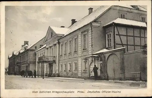 Ak Jelgava Mitau Lettland, Deutsches Offizier-Casino, 1. WK, Östlicher Kriegsschauplatz