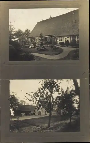 Foto Ak Stade in Niedersachsen, Häuser mit Gärten, Reetdach