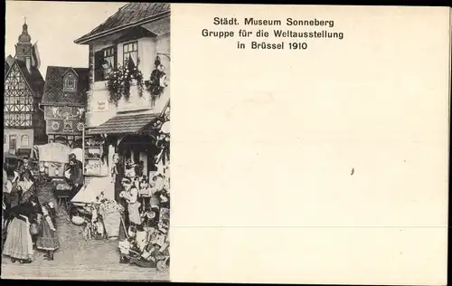 Ak Sonneberg in Thüringen, Gruppe für Weltausstellung 1910 im Städt. Museum, Puppen