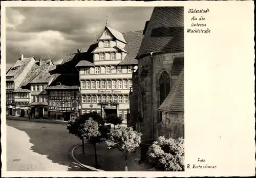 Ak Duderstadt im Eichsfeld, Partie an der unteren Marktstraße, Hotel zur Tanne, Kirche