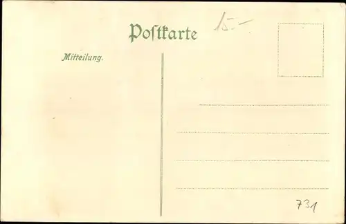 Litho Penig in Sachsen, Amerika, Bürgerschule, Kriegerdenkmal, Totalansicht