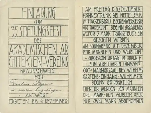 Studentika Klapp Ak Braunschweig in Niedersachsen, 35. Stiftungsfest Akademischer Architektenverein