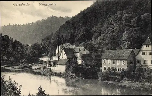 Ak Gernsbach im Murgtal Schwarzwald, Häuser an der Murg