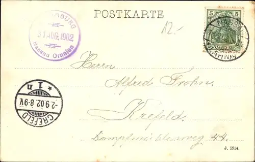 Ak Nassau an der Lahn, Burg Nassau, Restaurationsgarten