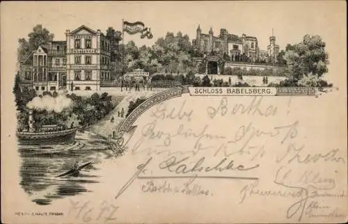 Litho Babelsberg Potsdam in Brandenburg, Schloss Babelsberg, Restaurant