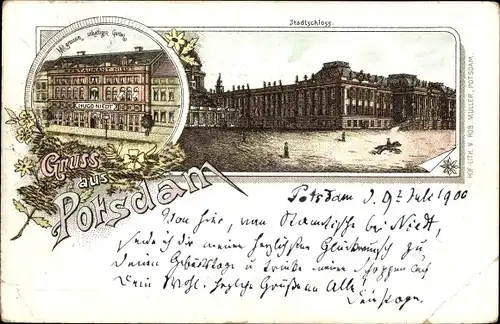 Litho Potsdam, Stadtschloss, Gastwirtschaft Hugo Niedt