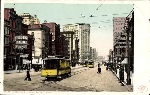 Ak Detroit Michigan USA, Woodward Avenue, Seilbahn