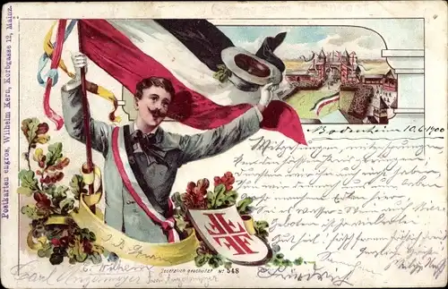 Litho Turner mit Fahne, Jahnkreuz