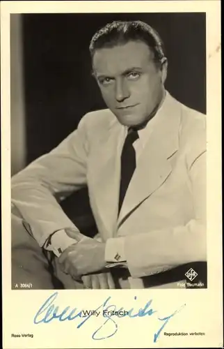 Ak Schauspieler Willy Fritsch, Portrait, Ross Verlag A 3064 1, Autogramm