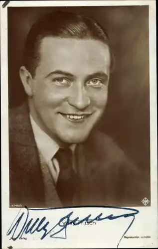 Ak Schauspieler Willy Fritsch, Portrait, Ross Verlag 4744/1, Autogramm