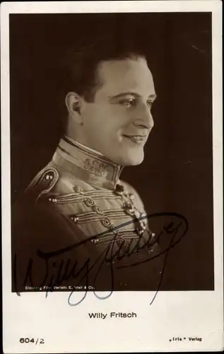 Ak Schauspieler Willy Fritsch, Portrait, Uniform, Filmkostüm, Autogramm