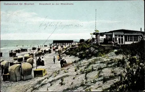 Ak Mielno Groß Möllen Großmöllen Pommern, Strandpartie, Strandhalle