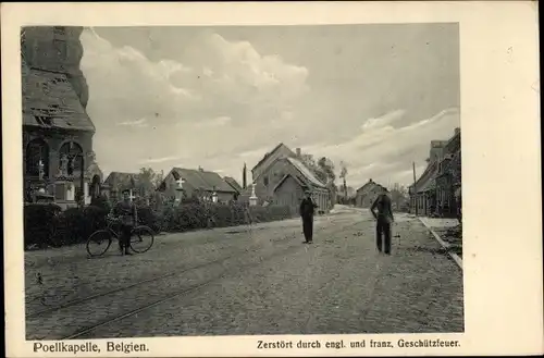 Ak Langemark Poelkapelle Westflandern, Zerstört durch englische, französische Geschützfeuer, I. WK