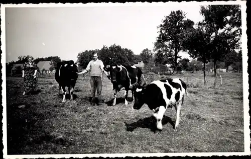 Foto Ak Bauer, Kühe, Landwirtschaft