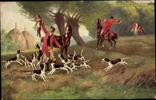 Künstler Ak Fuchsjagd, Jagdszene