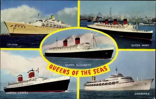 Ak Dampfer Queen Mary, Canberra, United States, Oriana, P&O, Cunard