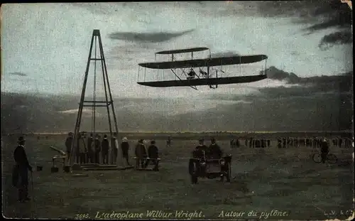 Ak Das Flugzeug von Wilbur Wright, rund um den Pylon