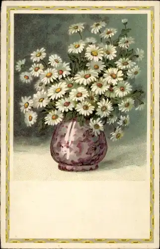 Ak Blumenvase mit weißen Blumen, Margeriten