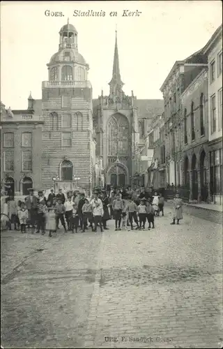 Ak Goes Zeeland Niederlande, Stadhuis en Kerk